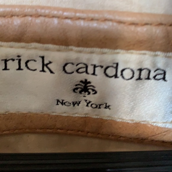 UNISEX RICK CARDONA NEW YORK camel cognac leather jacket, ribbed collar, cuffs. - Picture 4 of 14